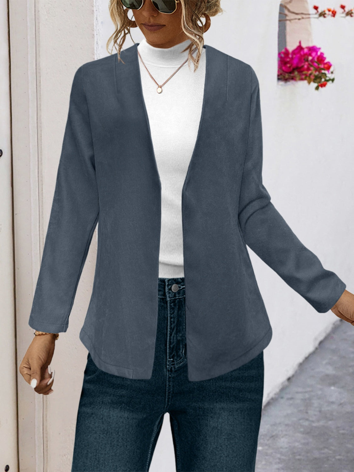 Open Front Long Sleeve Cardigan-Angel Casuals