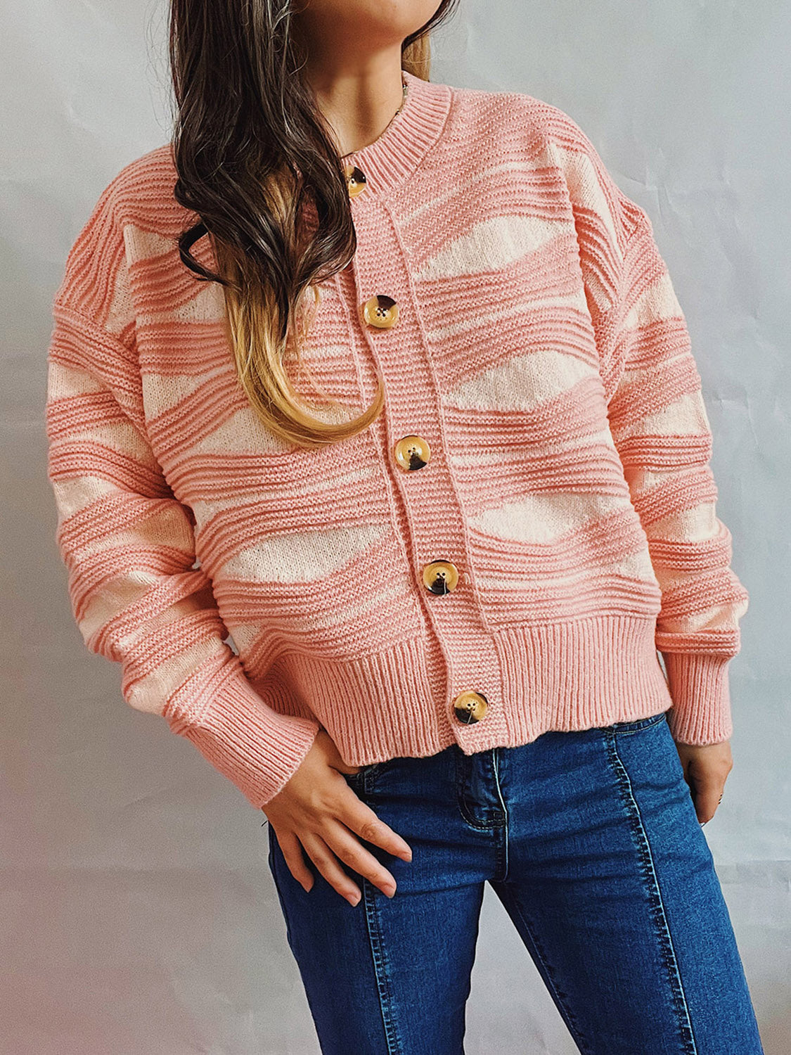 Color Block Button Front Cardigan-Angel Casuals