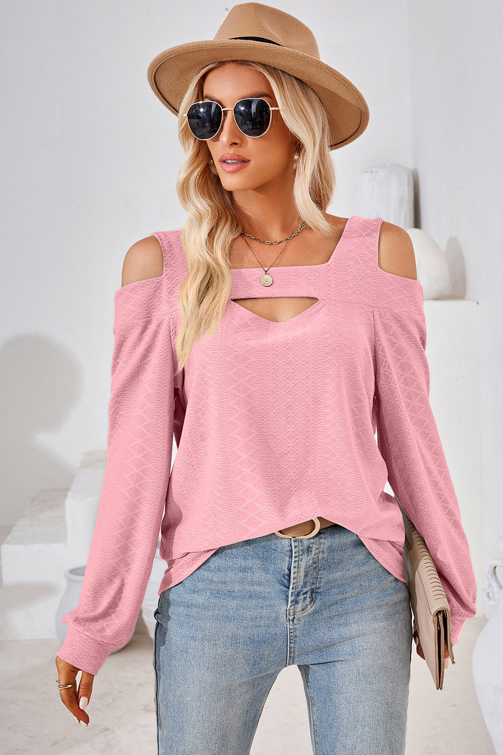 Cutout Square Neck Cold Shoulder T-Shirt-Angel Casuals