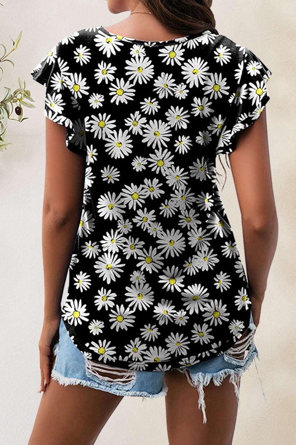 Printed Round Neck Short Sleeve T-Shirt-Angel Casuals