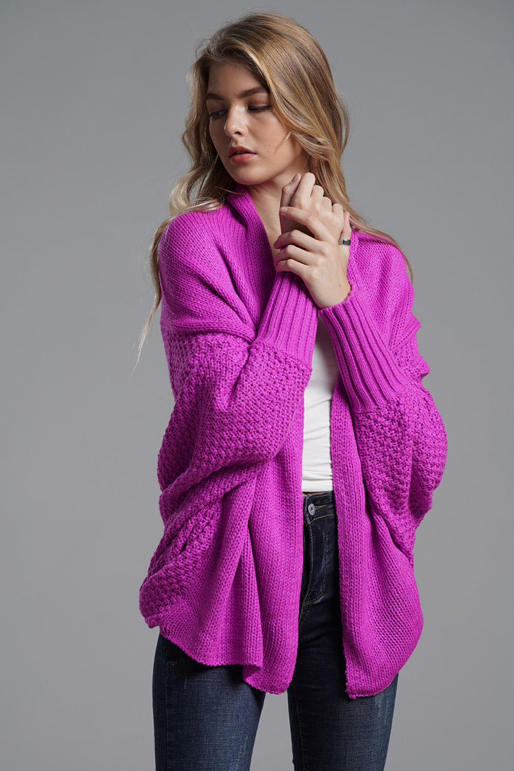 Open Front Batwing Sleeve Cardigan-Angel Casuals