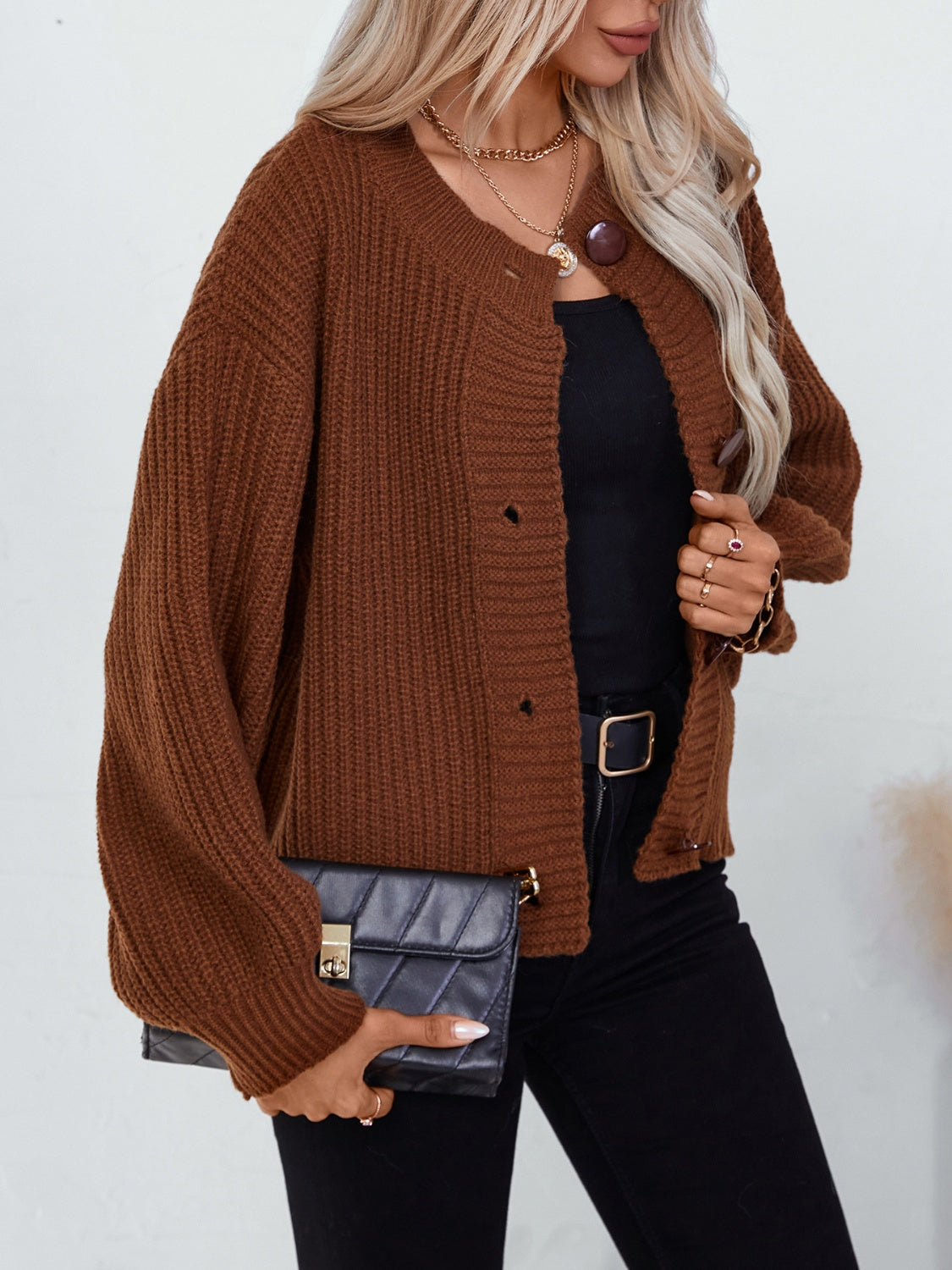 Button Down Long Sleeve Cardigan-Angel Casuals