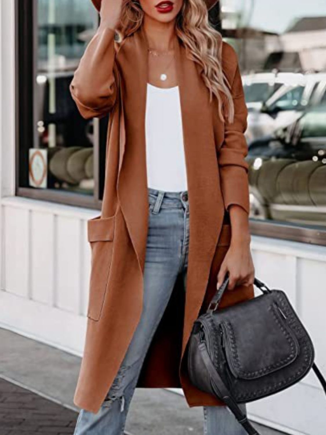 Open Front Dropped Shoulder Outerwear-Angel Casuals
