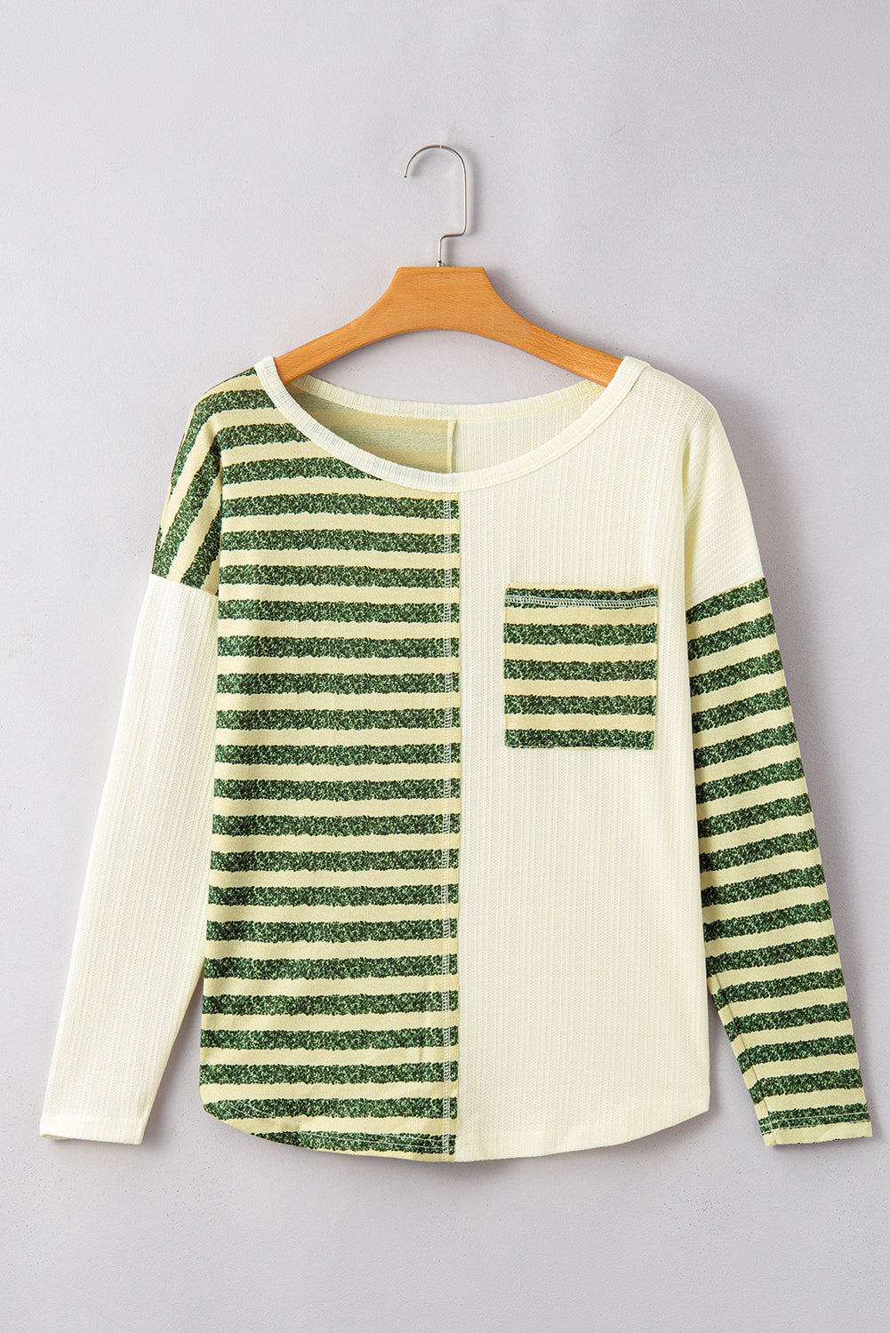Striped Round Neck Long Sleeve Top-Angel Casuals