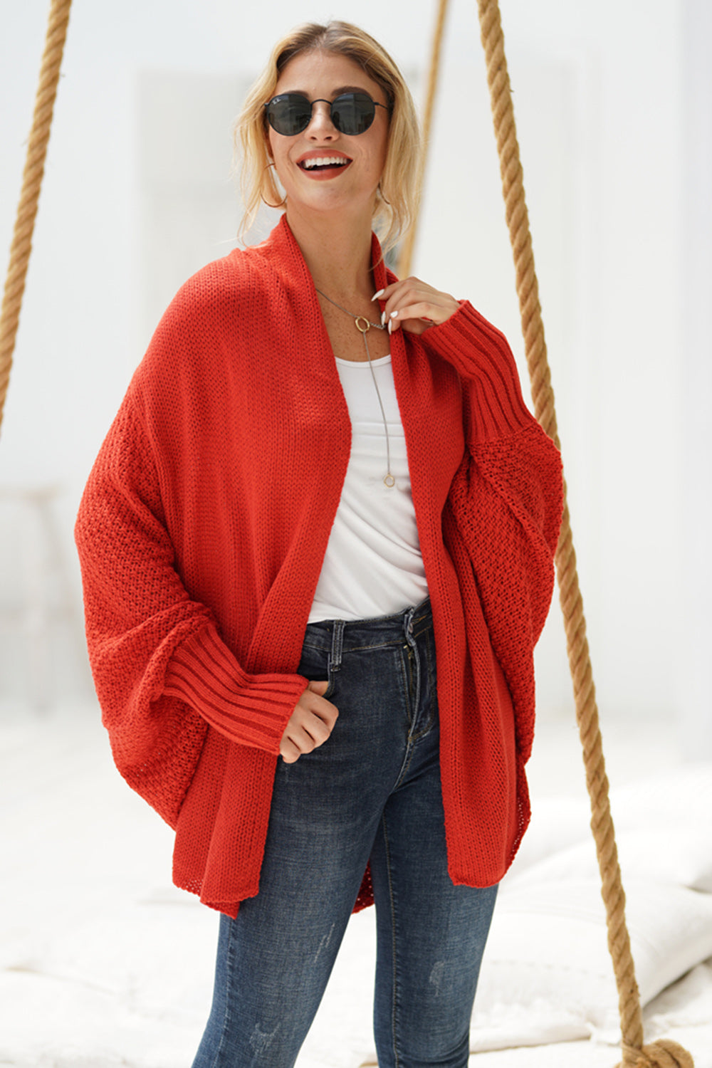 Open Front Batwing Sleeve Cardigan-Angel Casuals