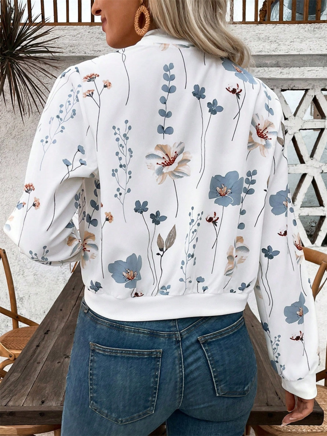 Printed Zip Up Long Sleeve Jacket-Angel Casuals