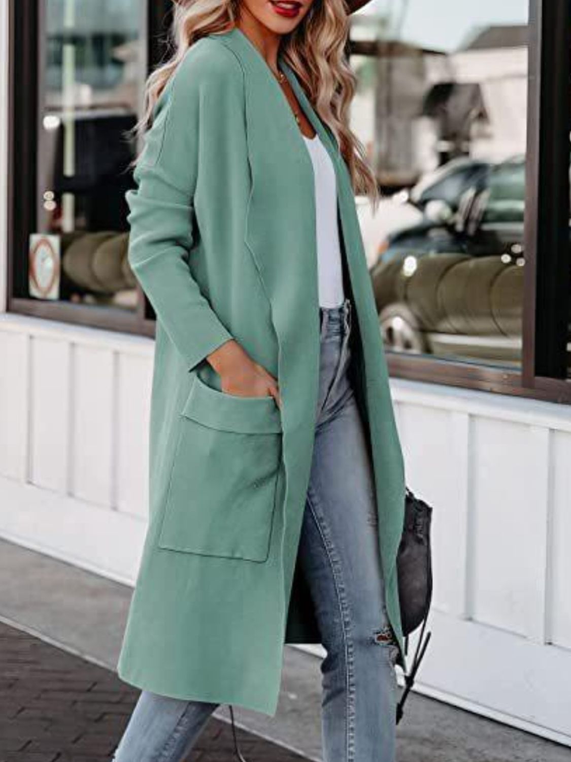 Open Front Dropped Shoulder Outerwear-Angel Casuals