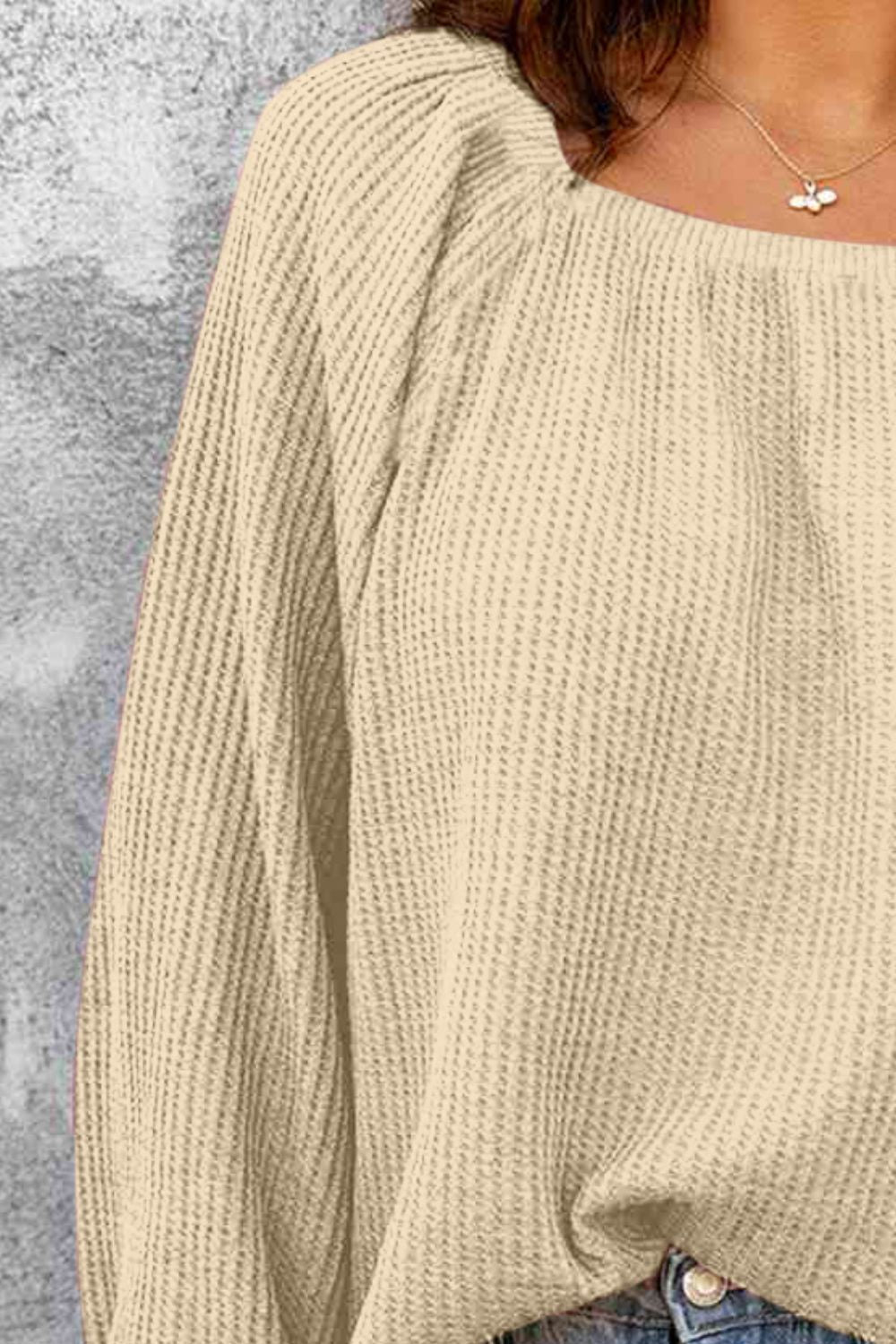 Square Neck Raglan Sleeve T-Shirt-Angel Casuals