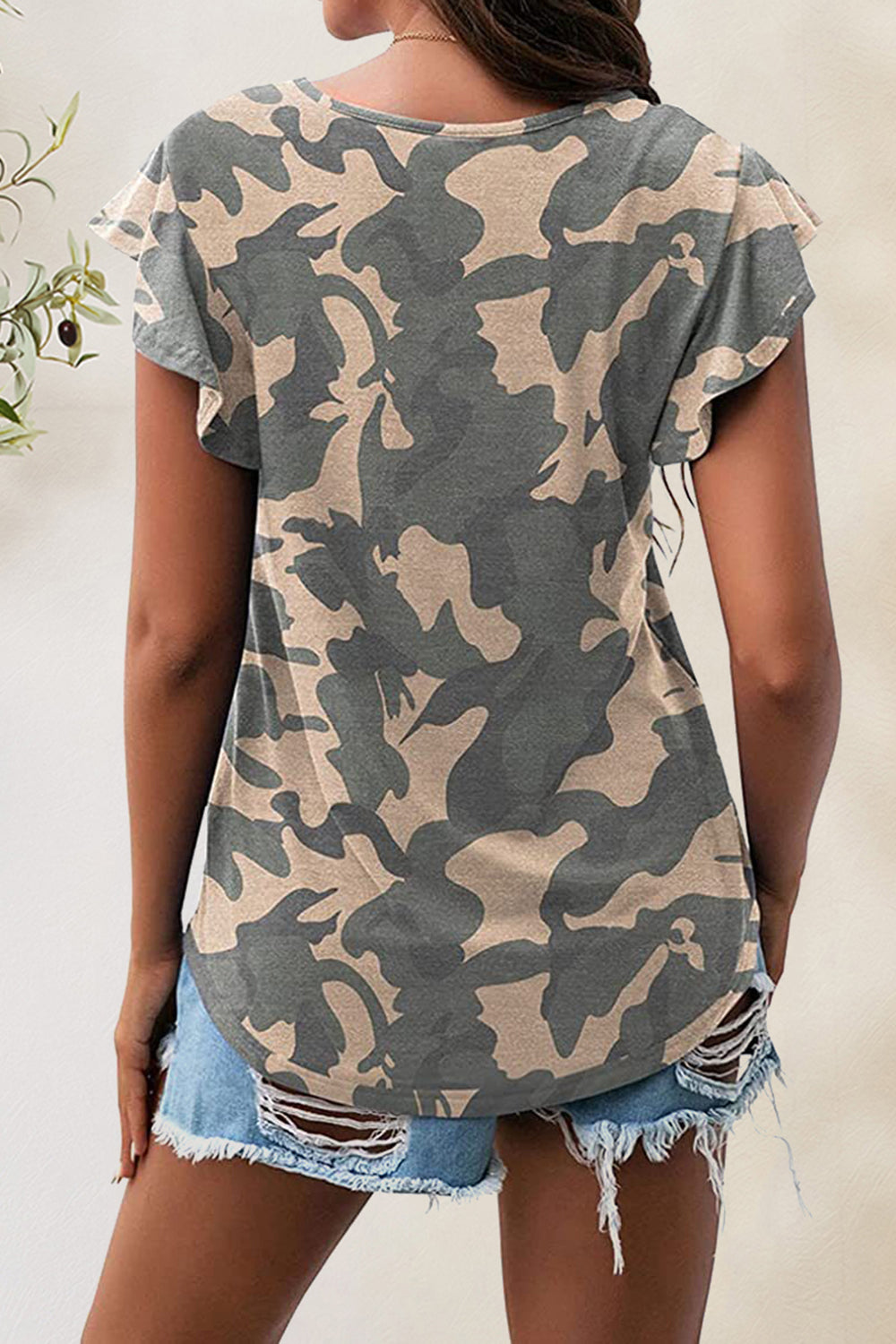 Printed Round Neck Short Sleeve T-Shirt-Angel Casuals