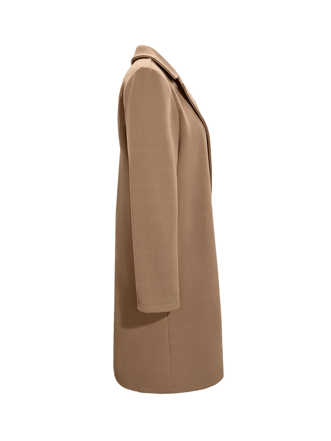 Collared Neck Button Up Long Sleeve Coat-Angel Casuals