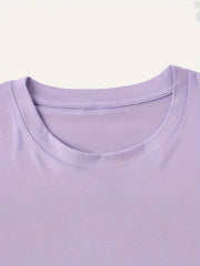 Letter Graphic Round Neck Short Sleeve T-Shirt-Angel Casuals