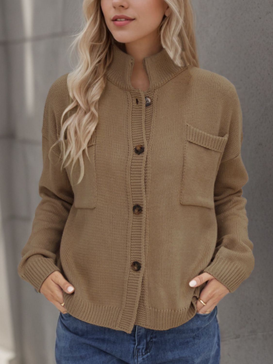 Button Up Long Sleeve Cardigan-Angel Casuals