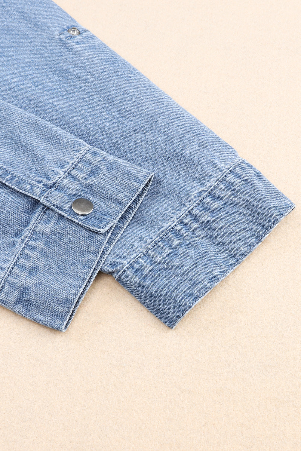 Drawstring Snap Down Denim Jacket with Chest Pockets-Angel Casuals