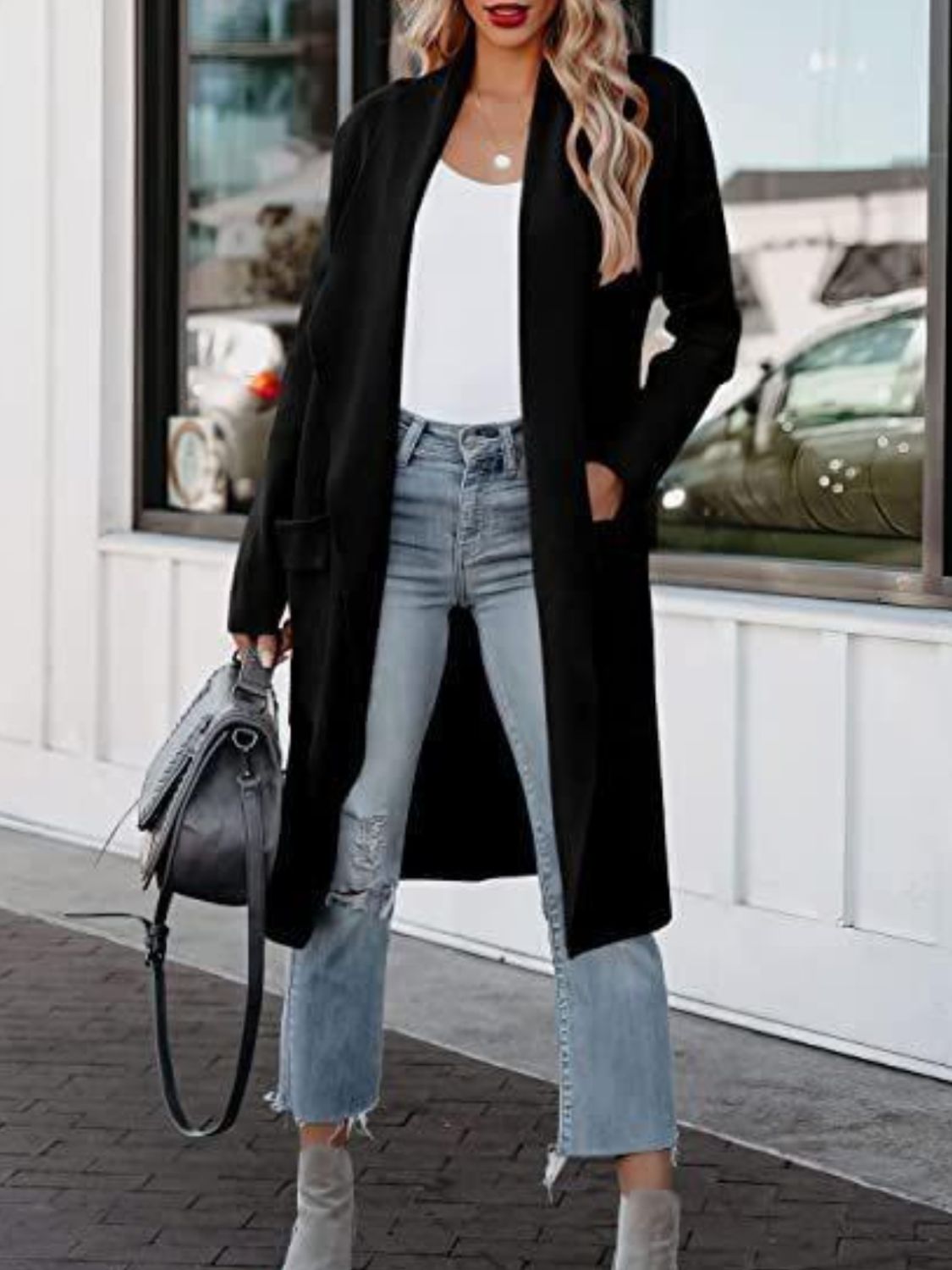 Open Front Dropped Shoulder Outerwear-Angel Casuals
