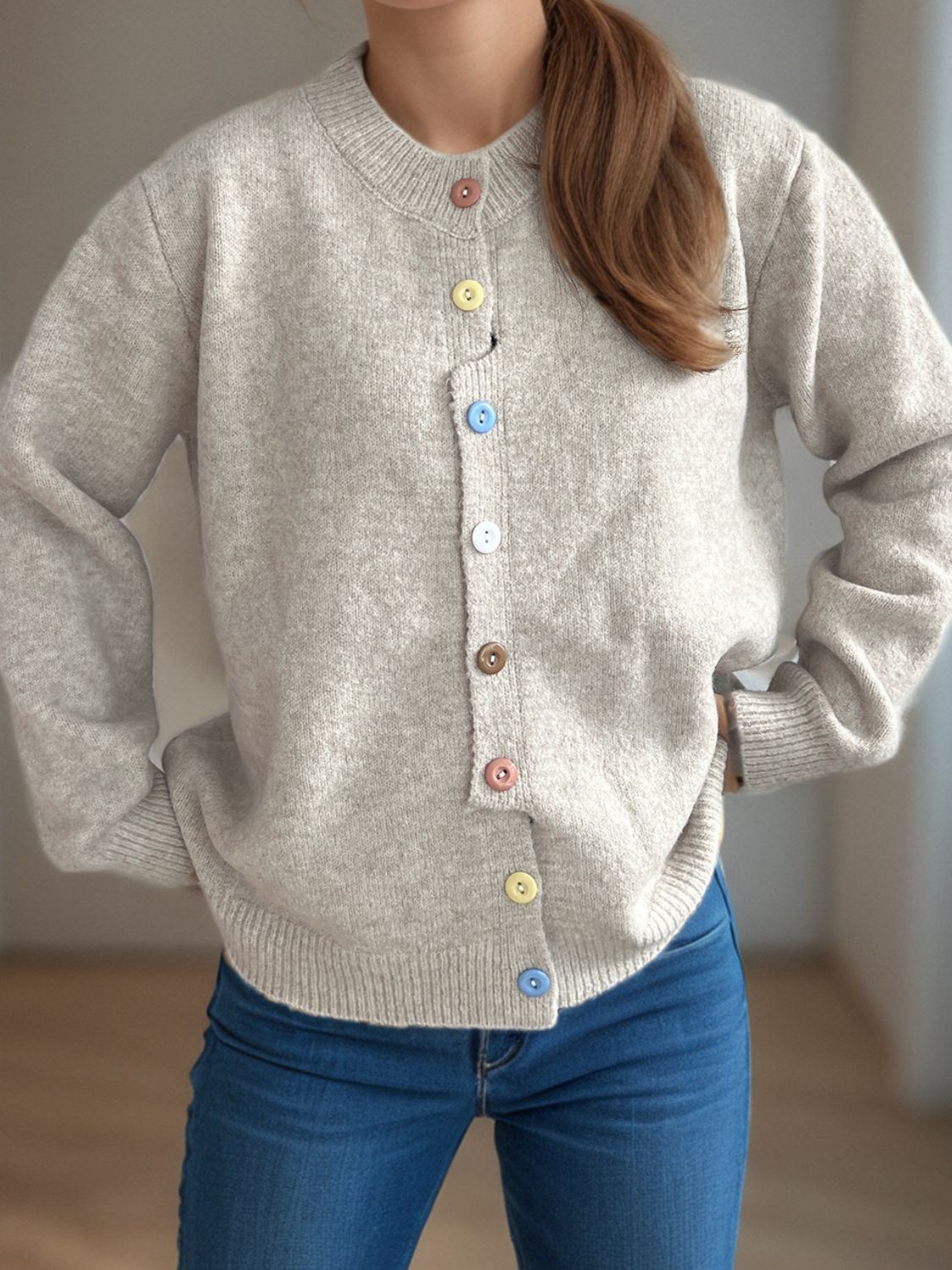 Button Down Long Sleeve Cardigan-Angel Casuals