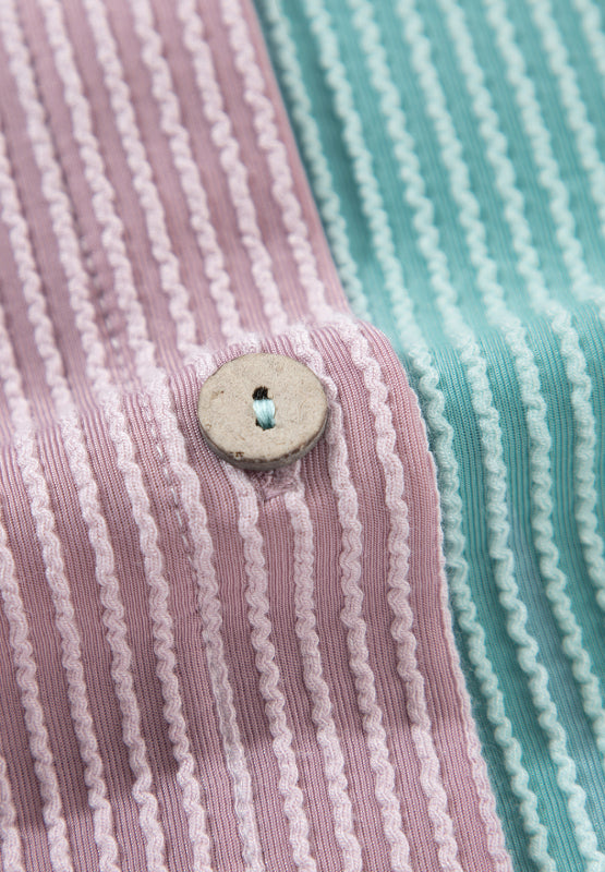 Color Block Corded Button Up Shacket-Angel Casuals