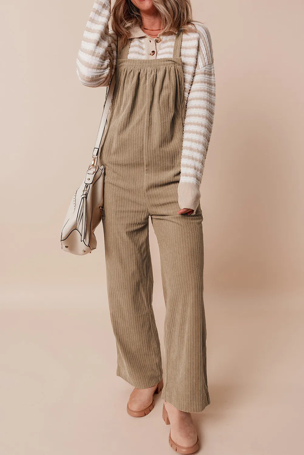 Square Neck Wide Strap Overalls-Angel Casuals