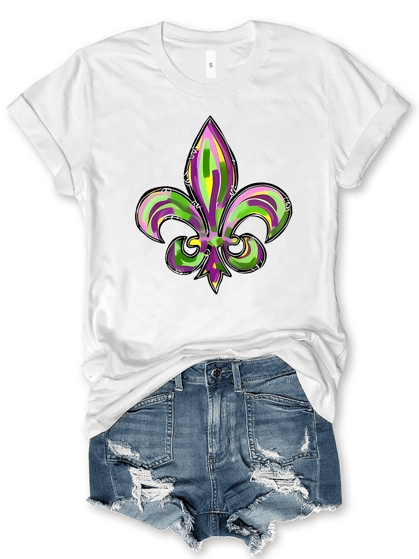 Mardi Gras Graphic Round Neck Short Sleeve T-Shirt-Angel Casuals