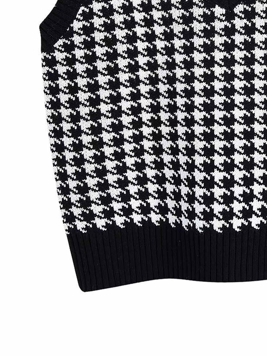 Houndstooth V-Neck Sweater Vest-Angel Casuals