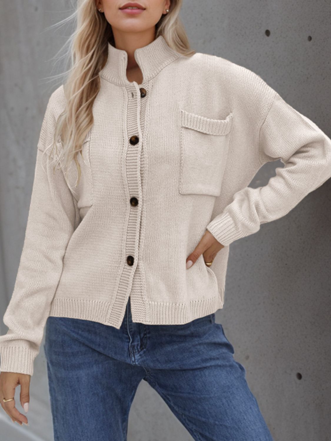 Button Up Long Sleeve Cardigan-Angel Casuals