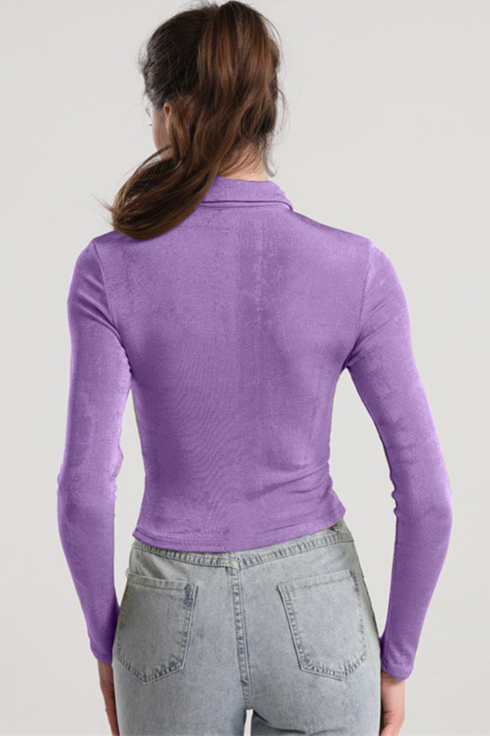 Ruched Button Up Long Sleeve T-Shirt-Angel Casuals