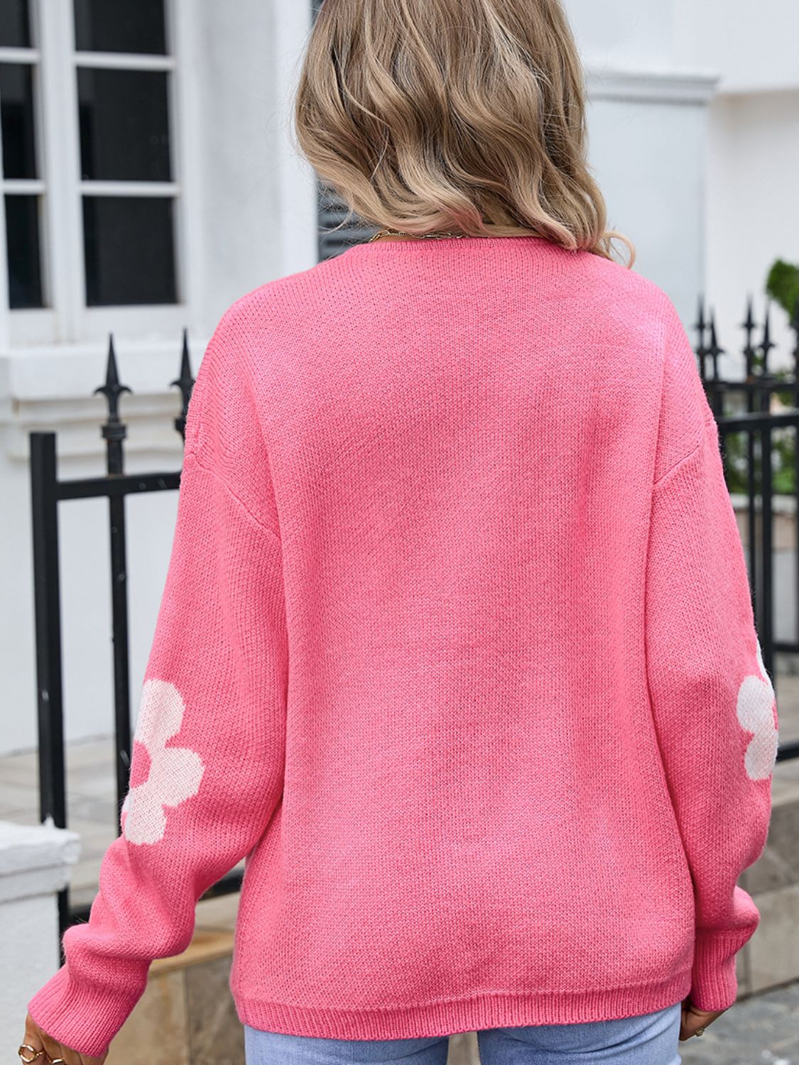 Angel Wings Flower Open Front Long Sleeve Cardigan-Angel Casuals