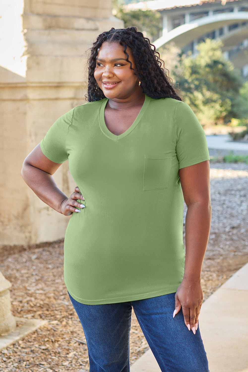 Basic Bae Bamboo Full Size V-Neck Short Sleeve T-Shirt-Angel Casuals