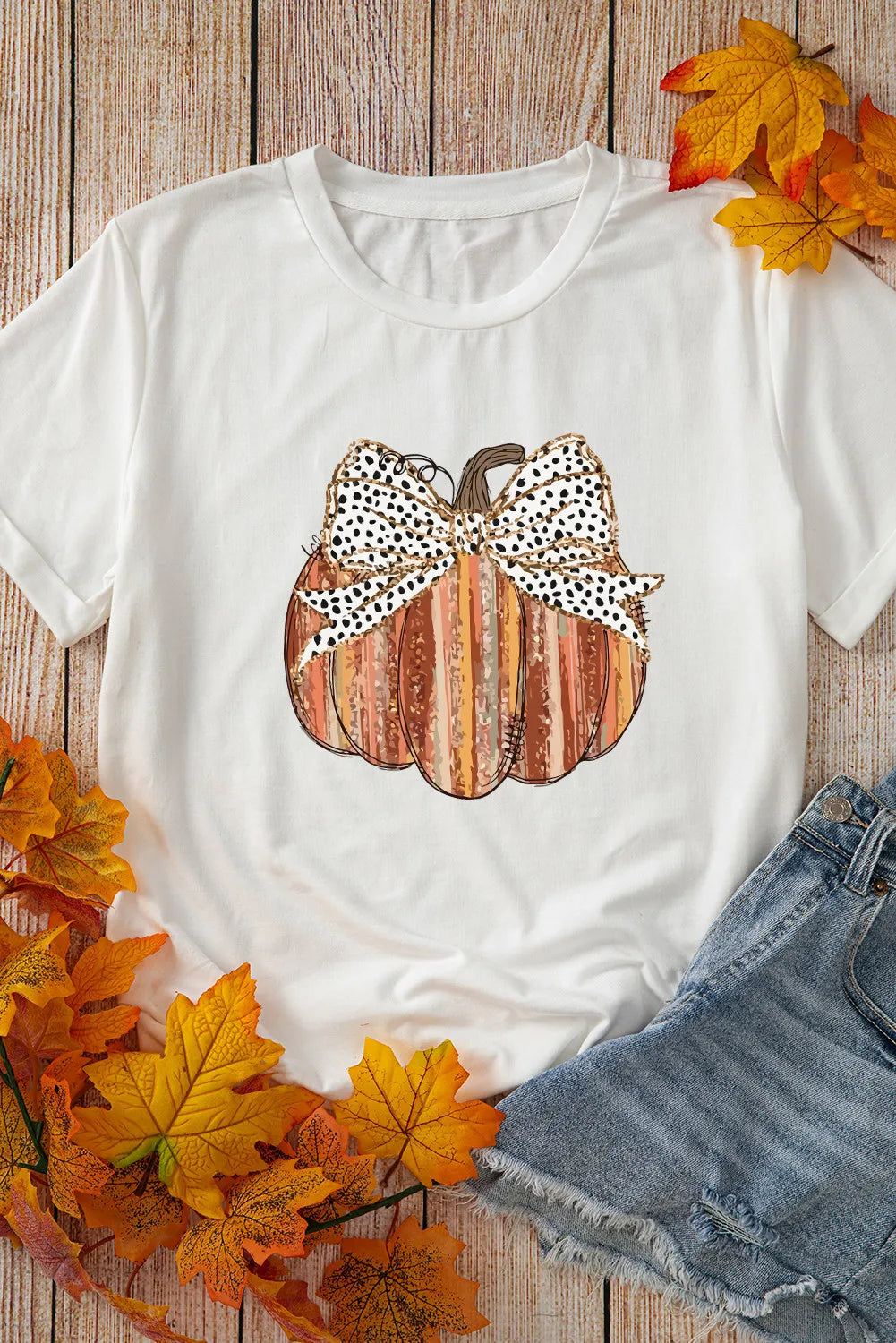 Full Size Pumpkin Round Neck Short Sleeve T-Shirt-Angel Casuals
