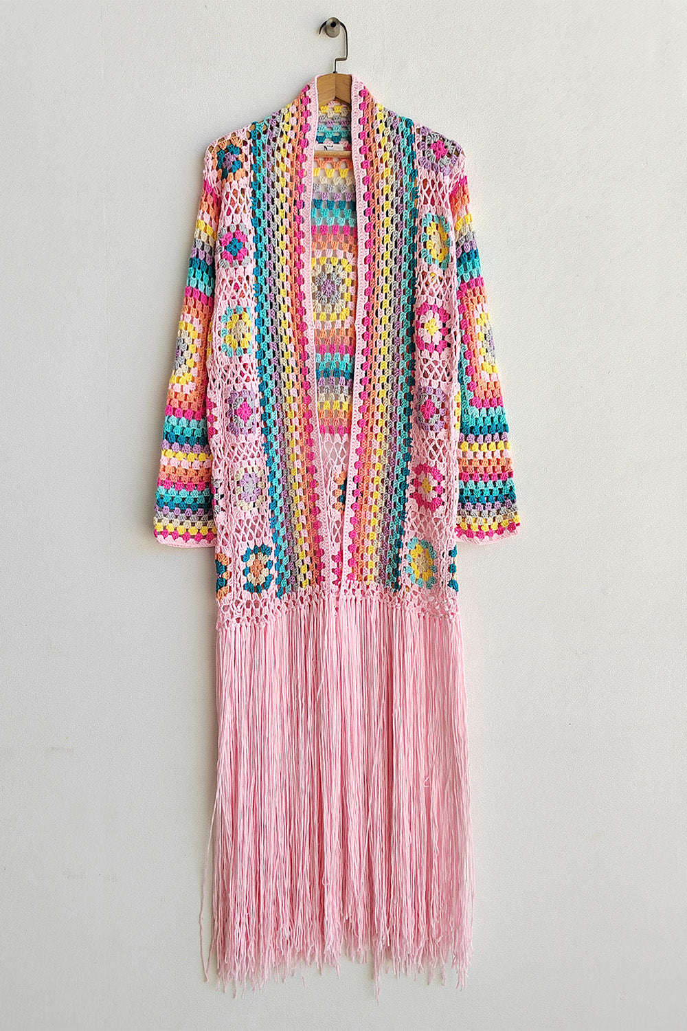 Fringe Tied Long Sleeve Cardigan-Angel Casuals
