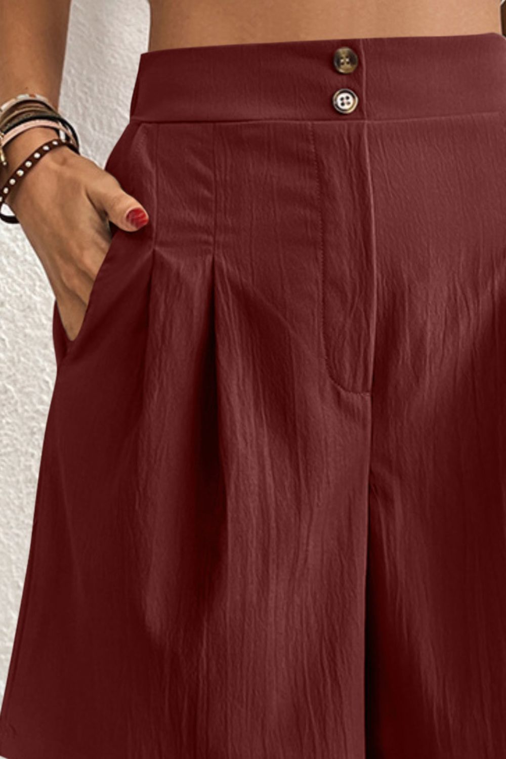 High Waist Shorts with Pockets-Angel Casuals