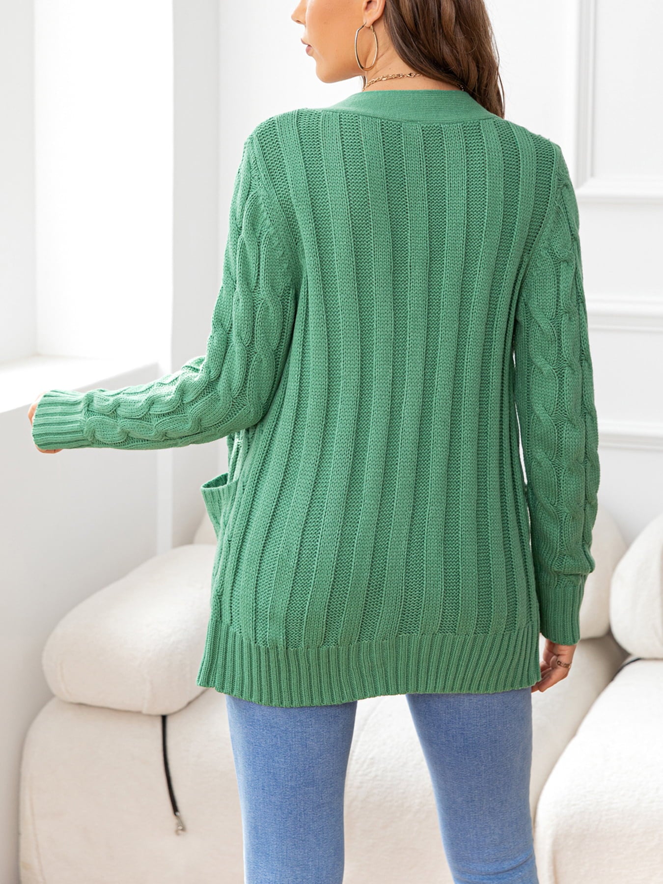 Button Down Cable-Knit Cardigan-Angel Casuals