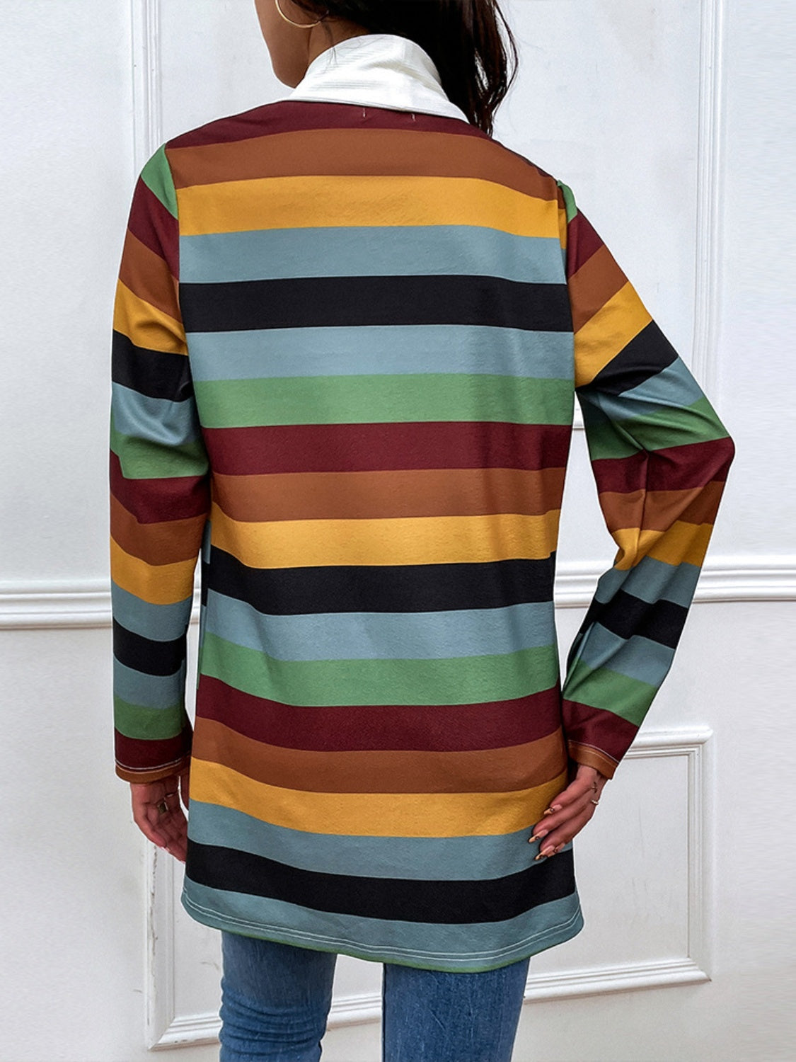 Shiny Color Block Open Front Cardigan-Angel Casuals