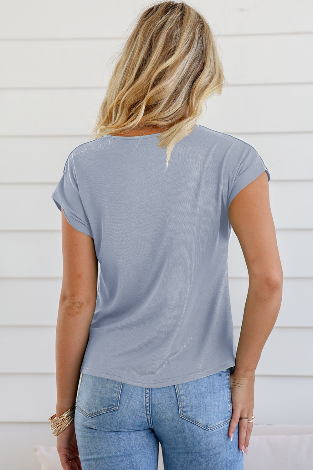 Cowl Neck Short Sleeve T-Shirt-Angel Casuals