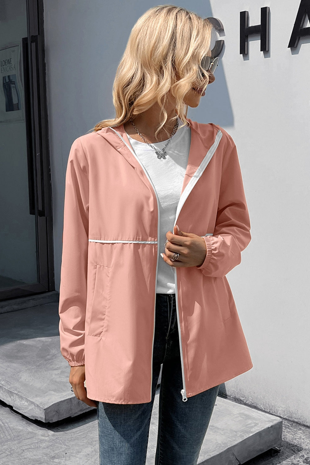 Ivy Lane Zip Up Long Sleeve Hooded Watertight Jacket-Angel Casuals