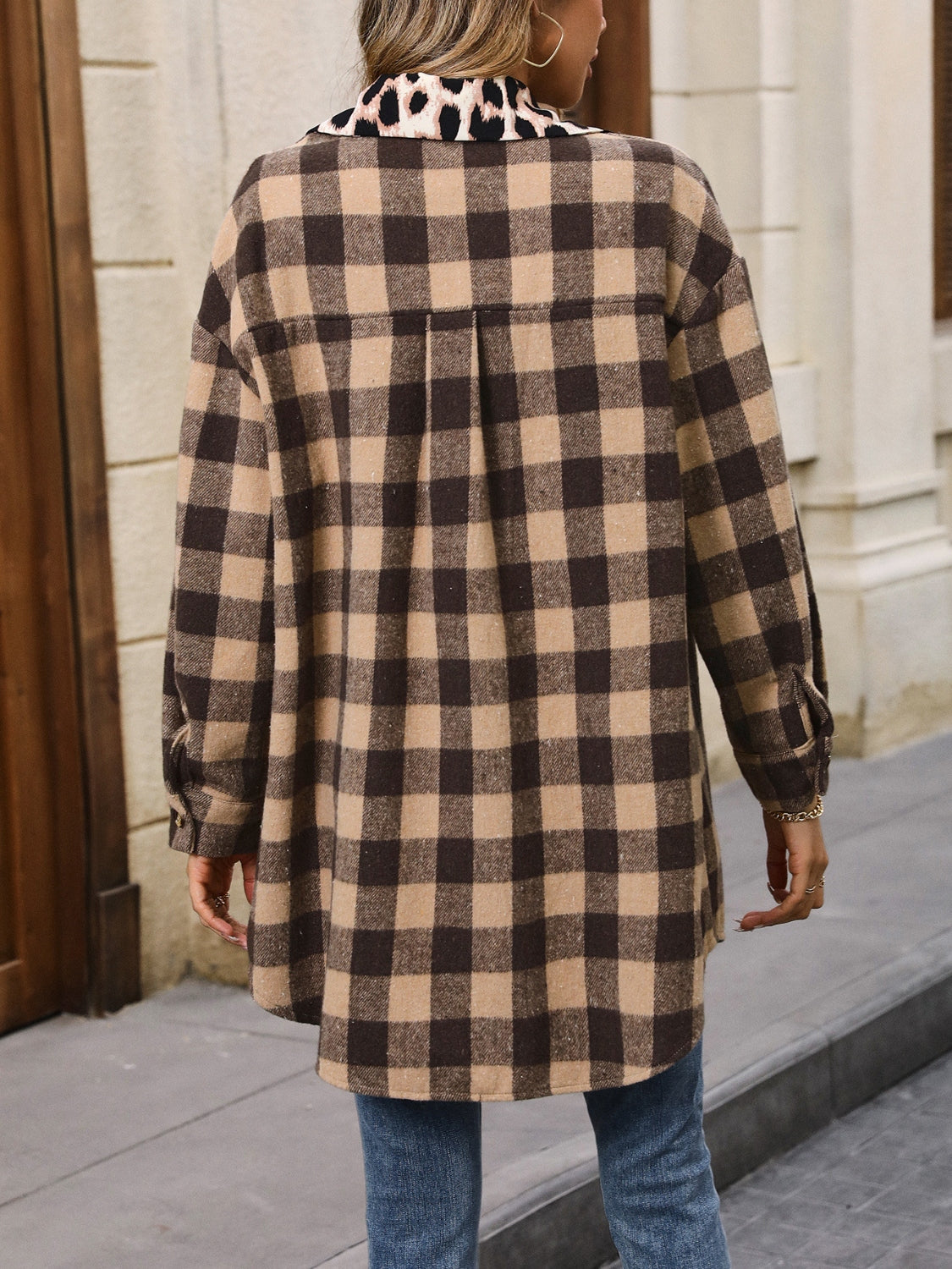 Ivy Lane Plaid Button Up Dropped Shoulder Jacket-Angel Casuals