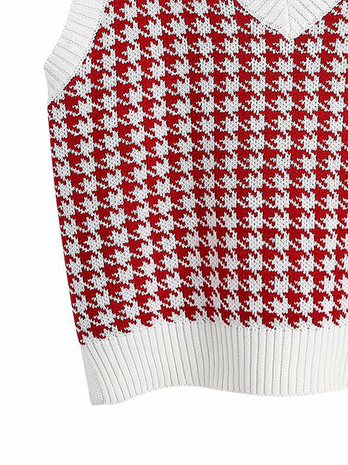 Houndstooth V-Neck Sweater Vest-Angel Casuals