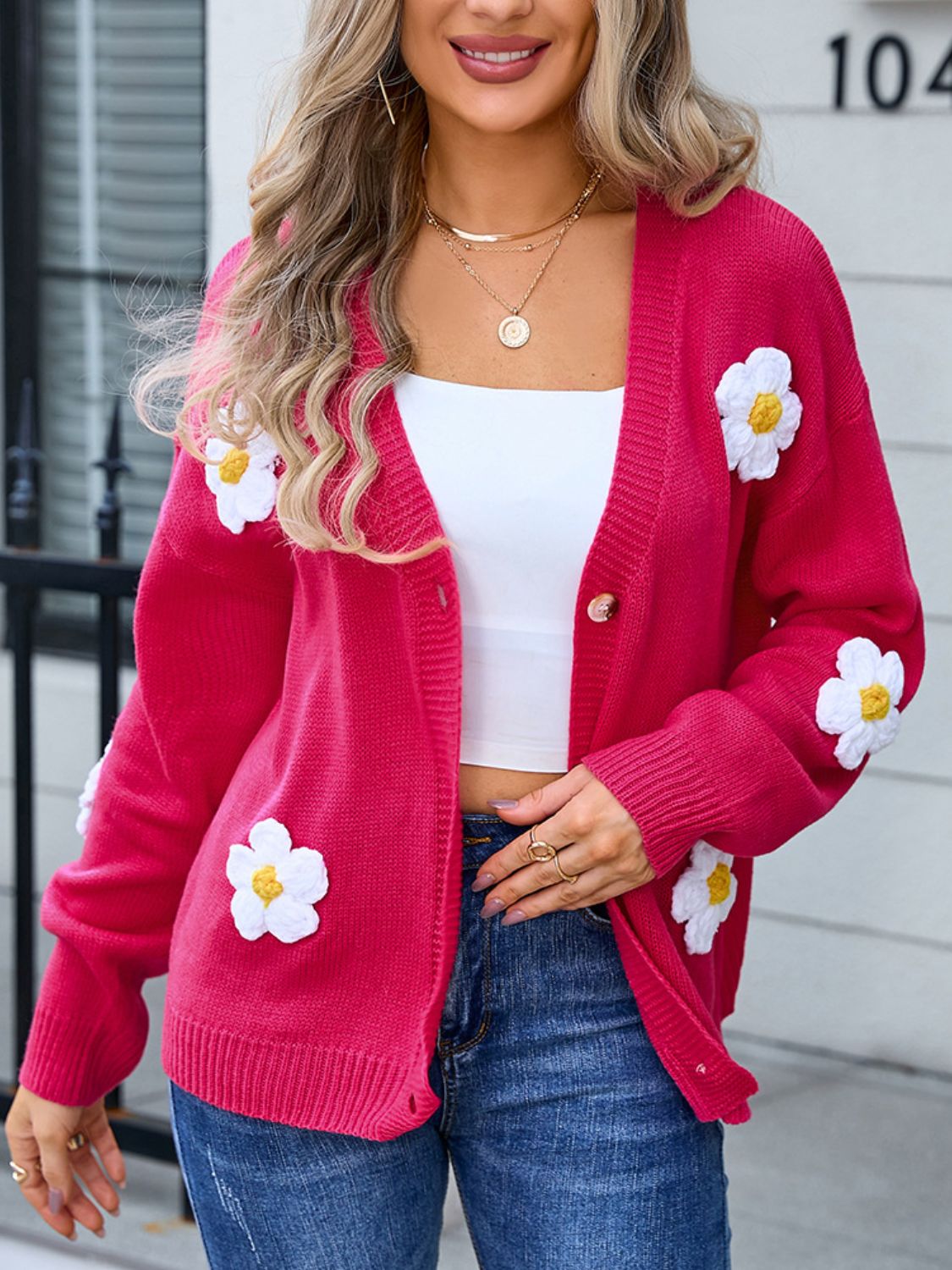 Angel Wings Crochet Flower Button Up Cardigan-Angel Casuals