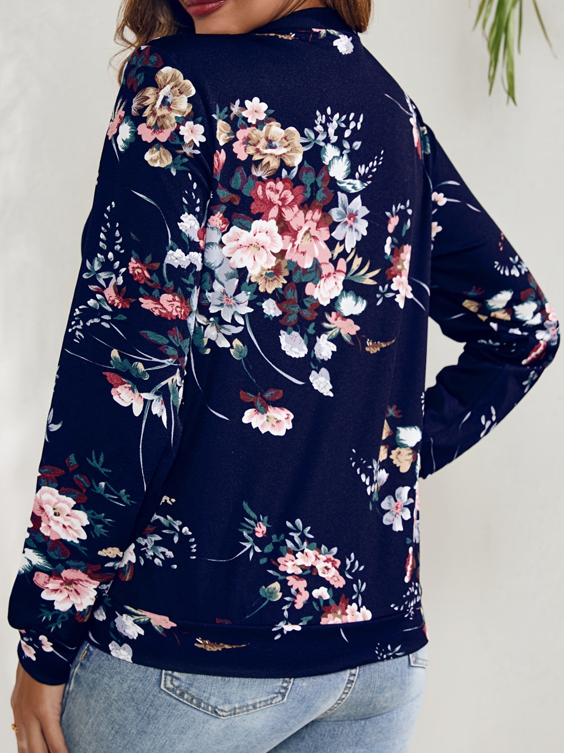 Printed Zip Up Long Sleeve Outerwear-Angel Casuals