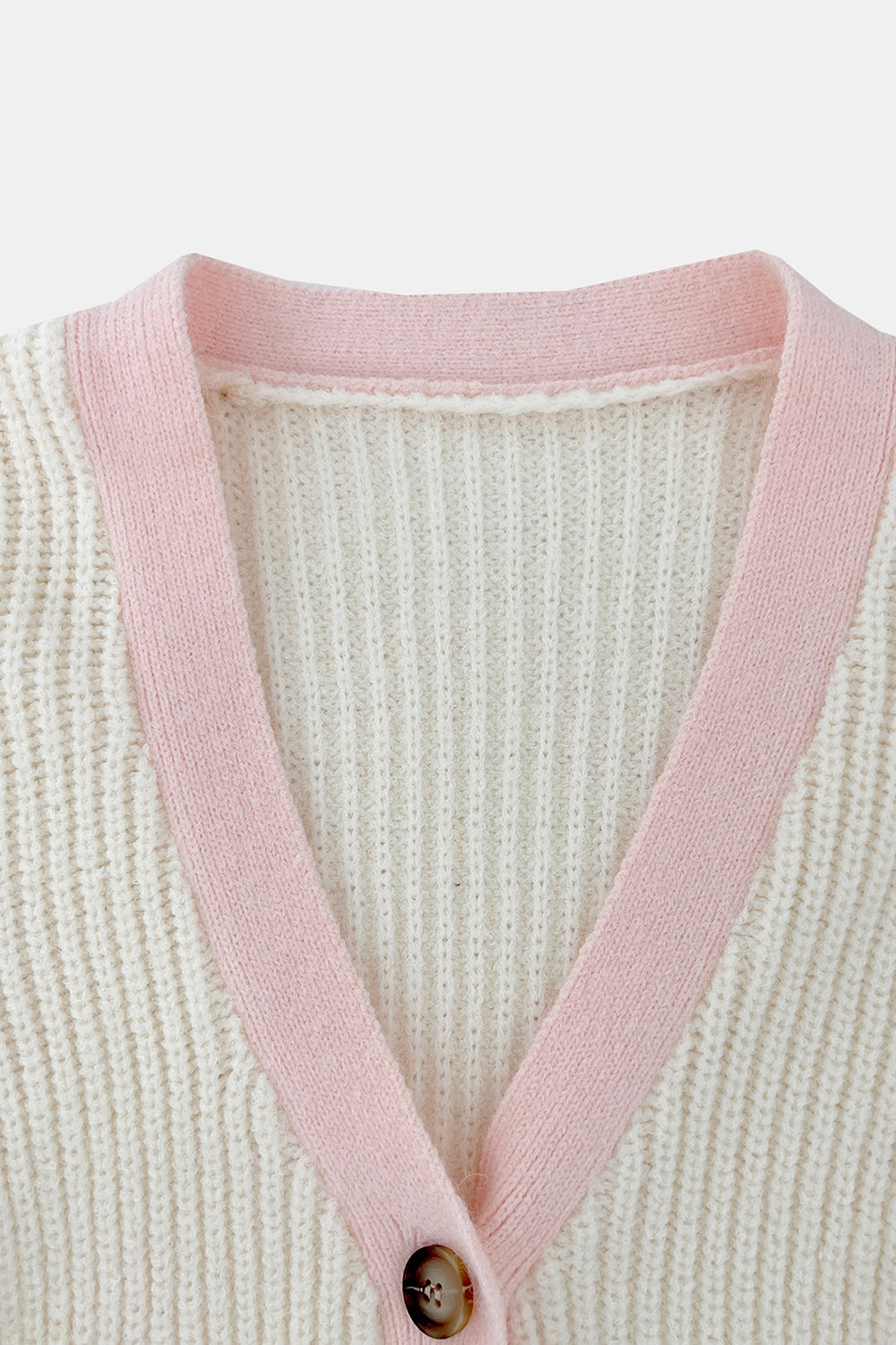 Contrast Trim Button Up Dropped Shoulder Cardigan-Angel Casuals