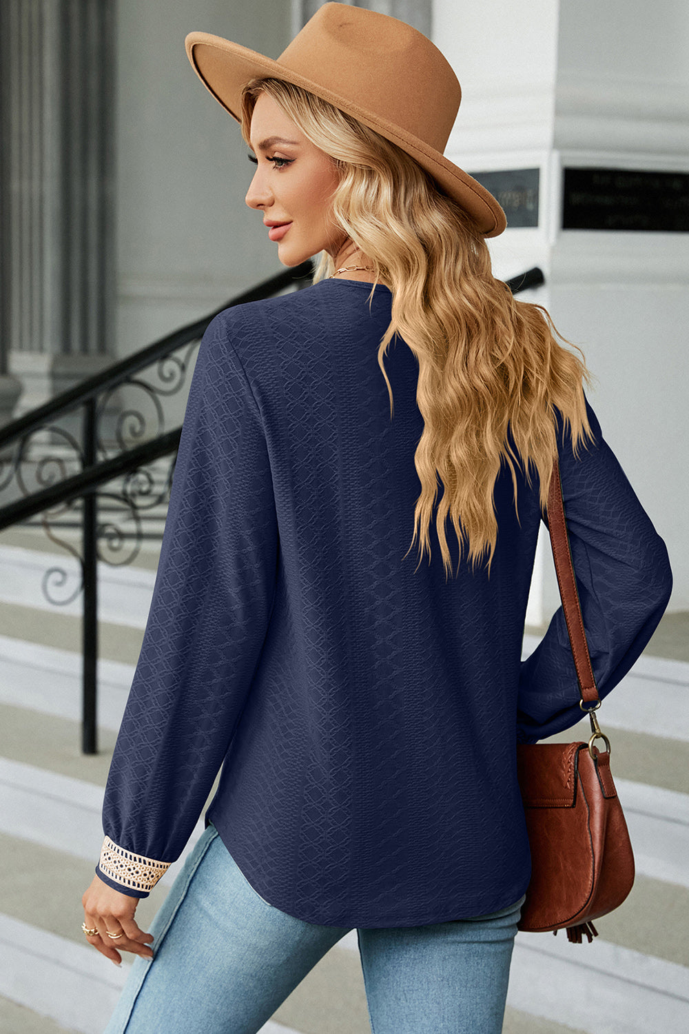 V-Neck Long Sleeve T-Shirt-Angel Casuals