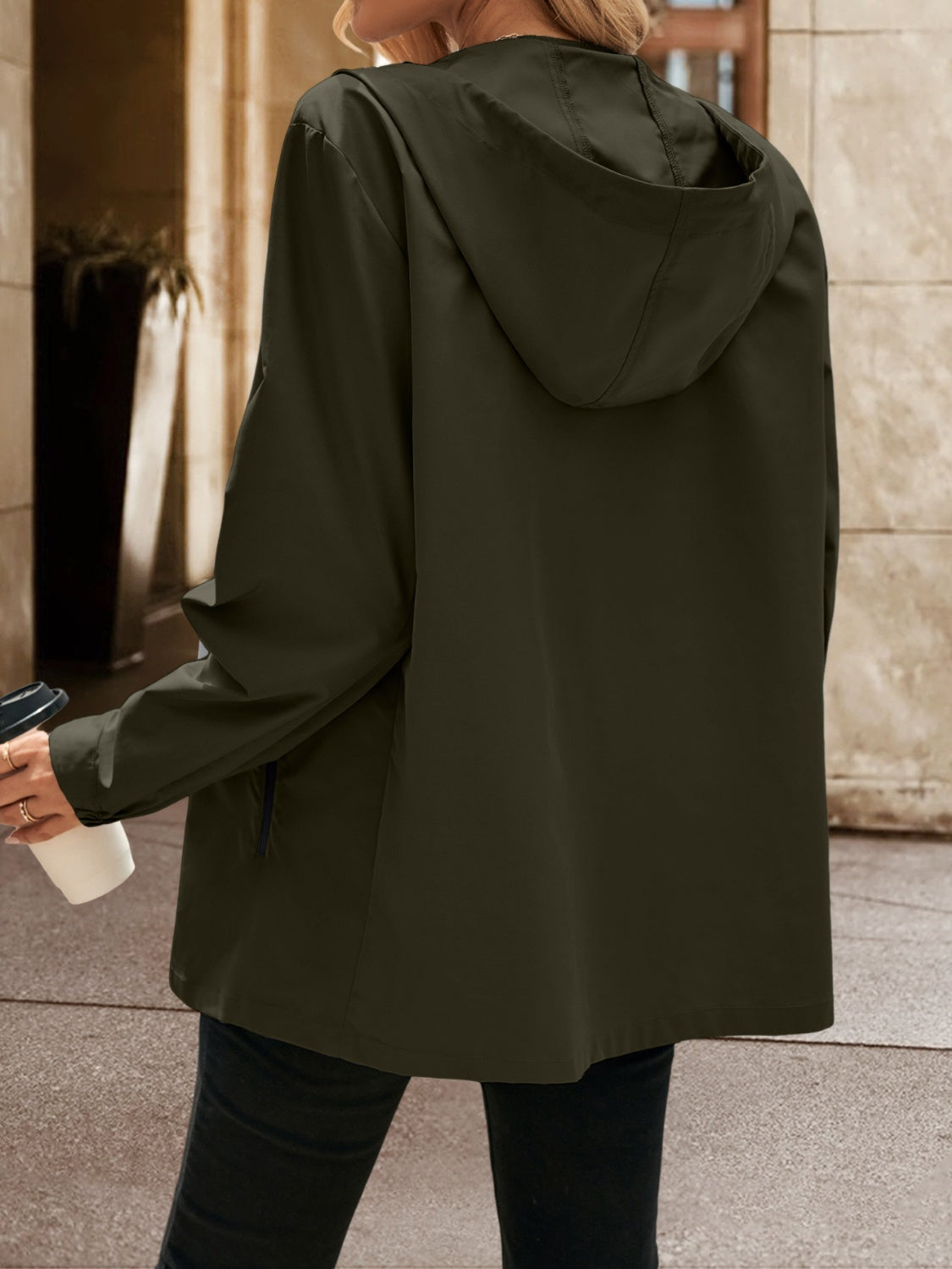 Ivy Lane Pocketed Zip Up Hooded Jacket-Angel Casuals