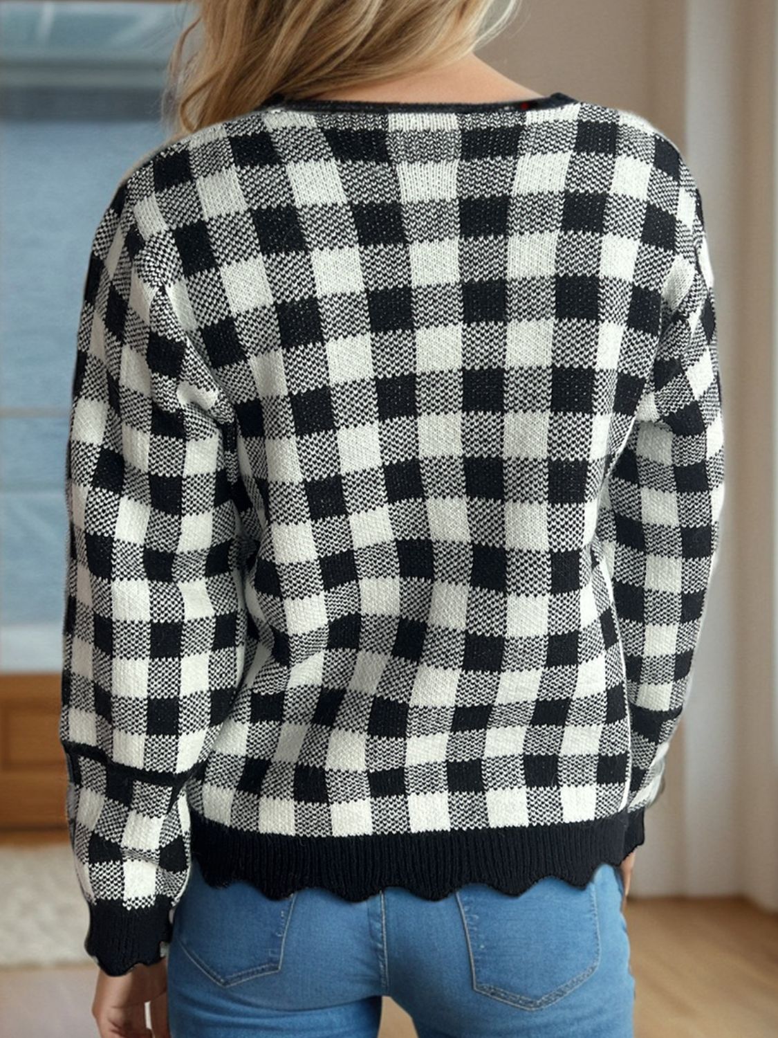 Plaid V-Neck Button Up Cardigan-Angel Casuals