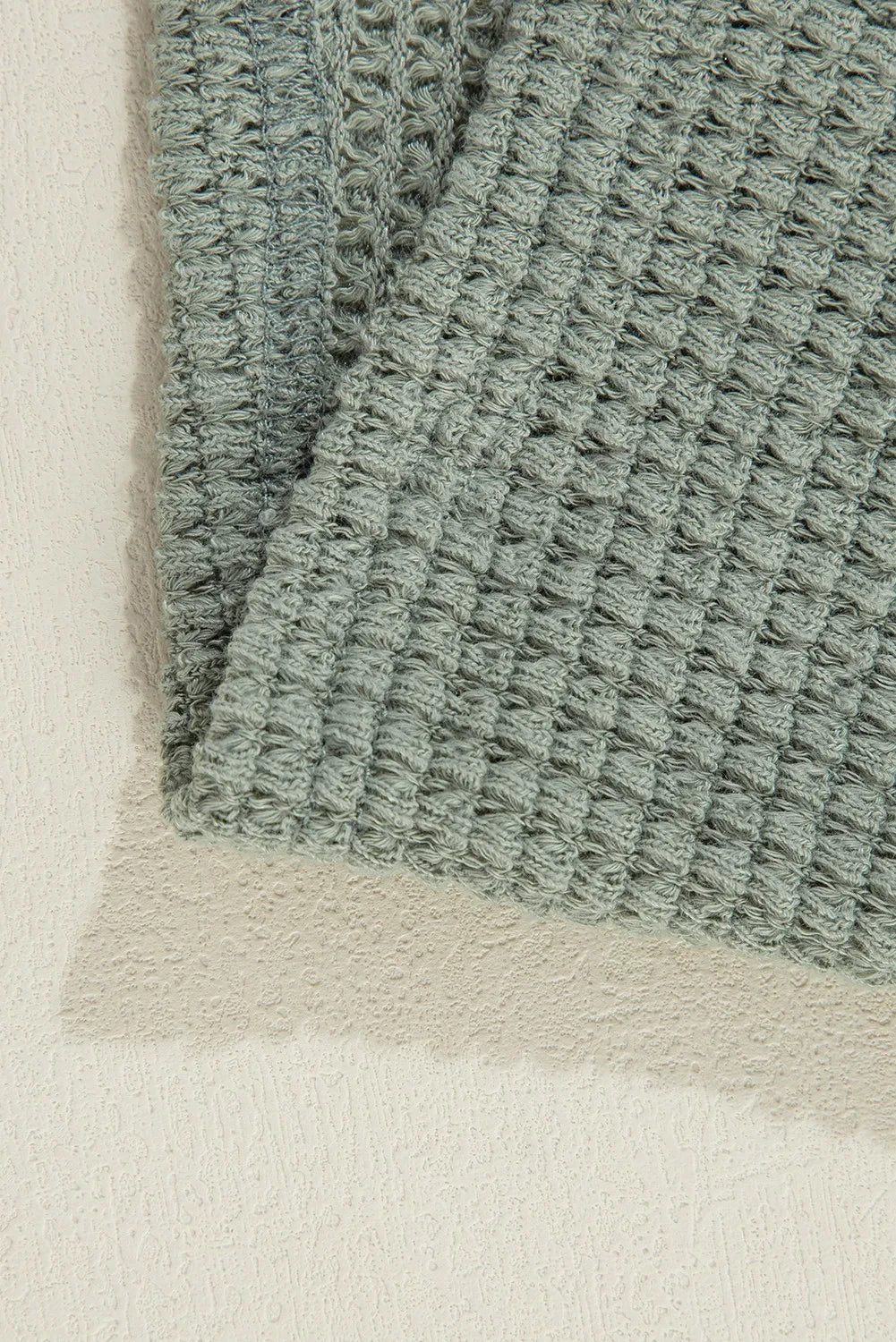 Waffle-Knit Open Front Long Sleeve Cover Up-Angel Casuals