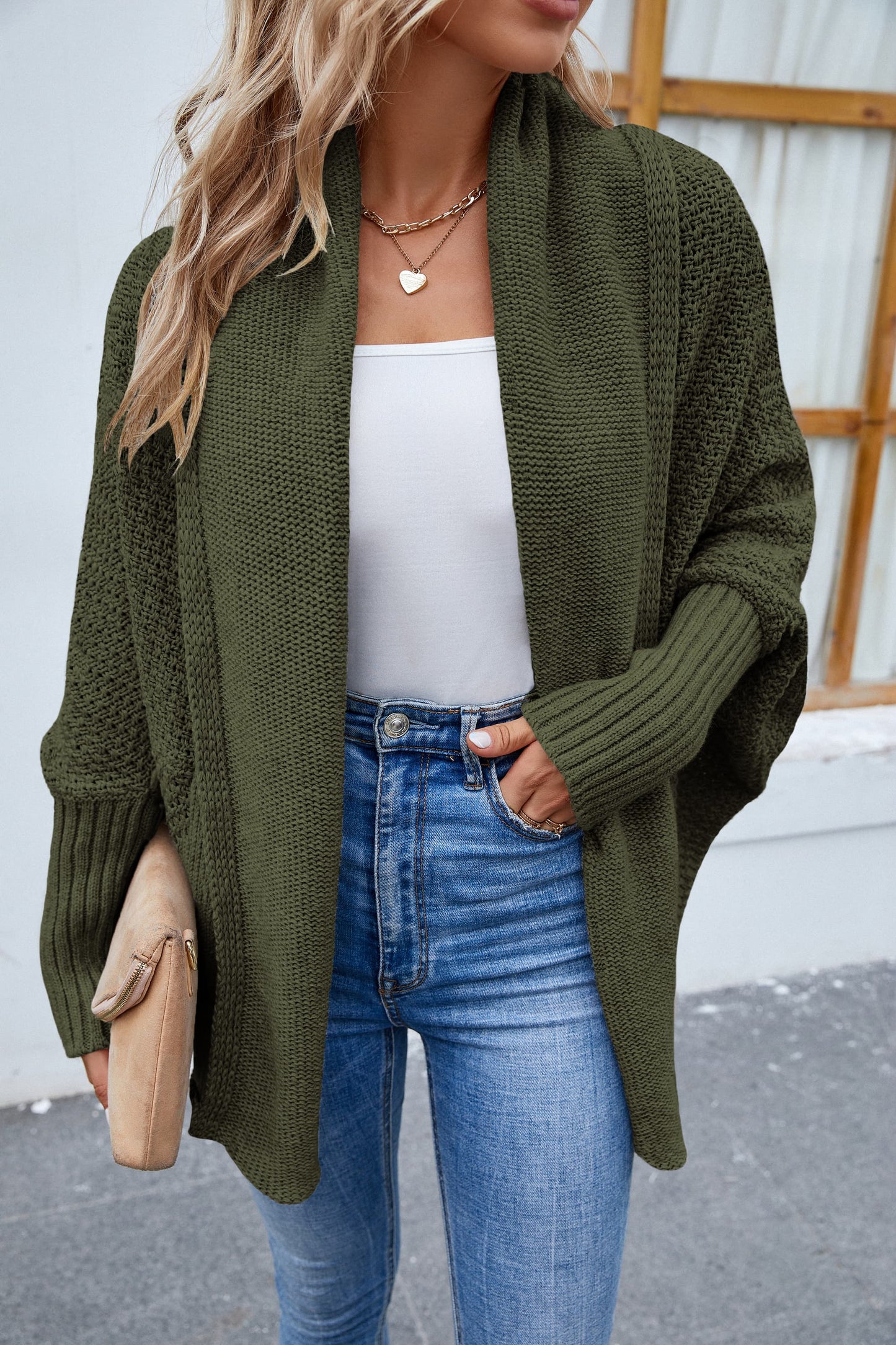 Open Front Long Sleeve Cardigan-Angel Casuals