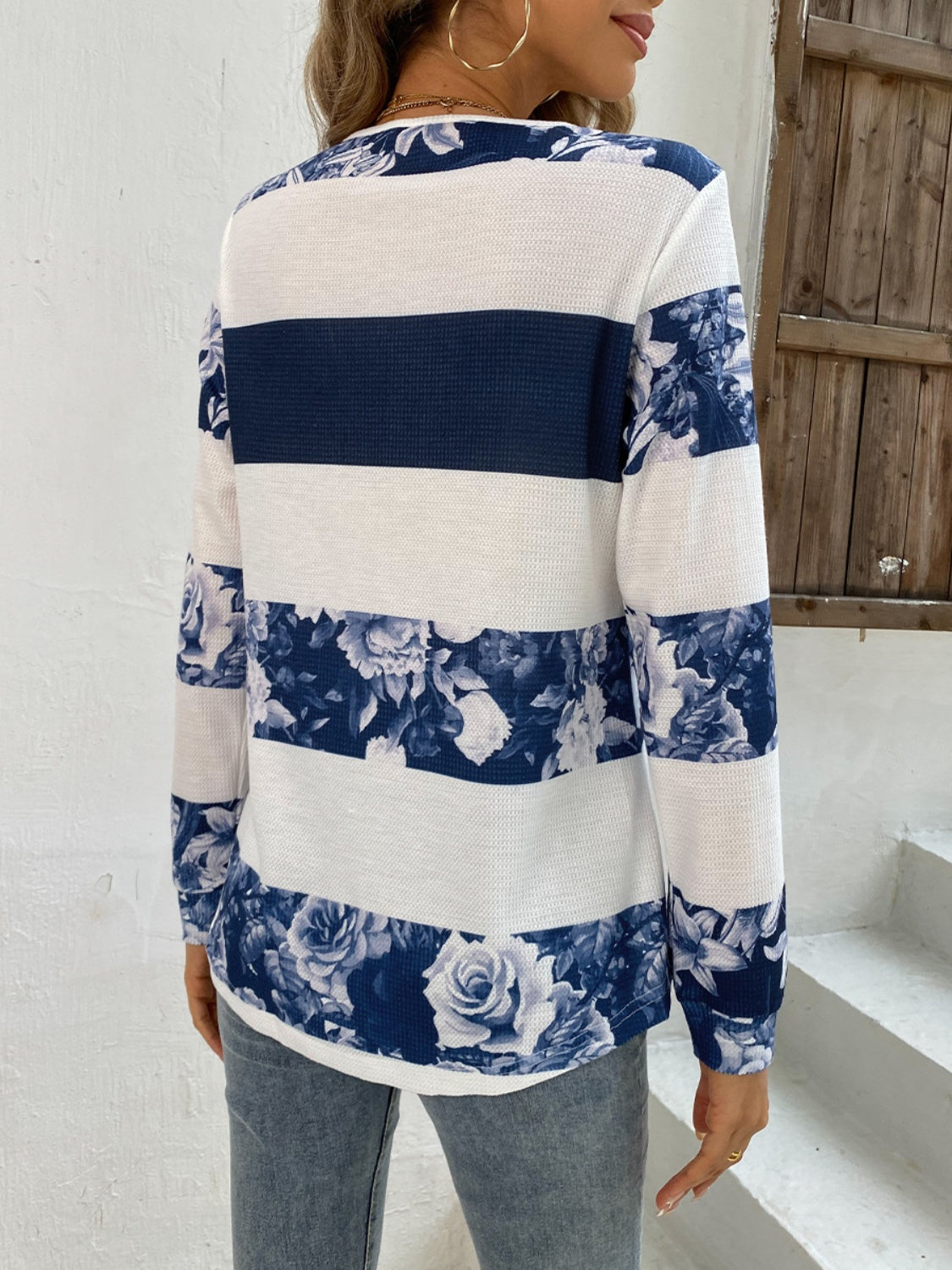 Printed Half Zip Long Sleeve T-Shirt-Angel Casuals