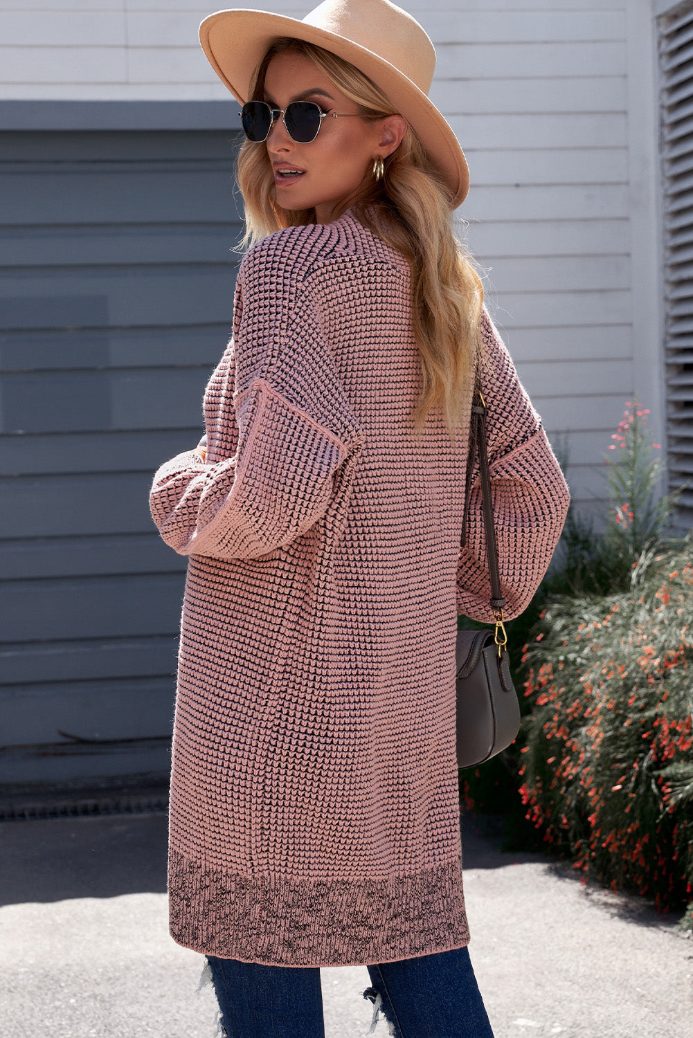 Woven Right Heathered Open Front Longline Cardigan-Angel Casuals