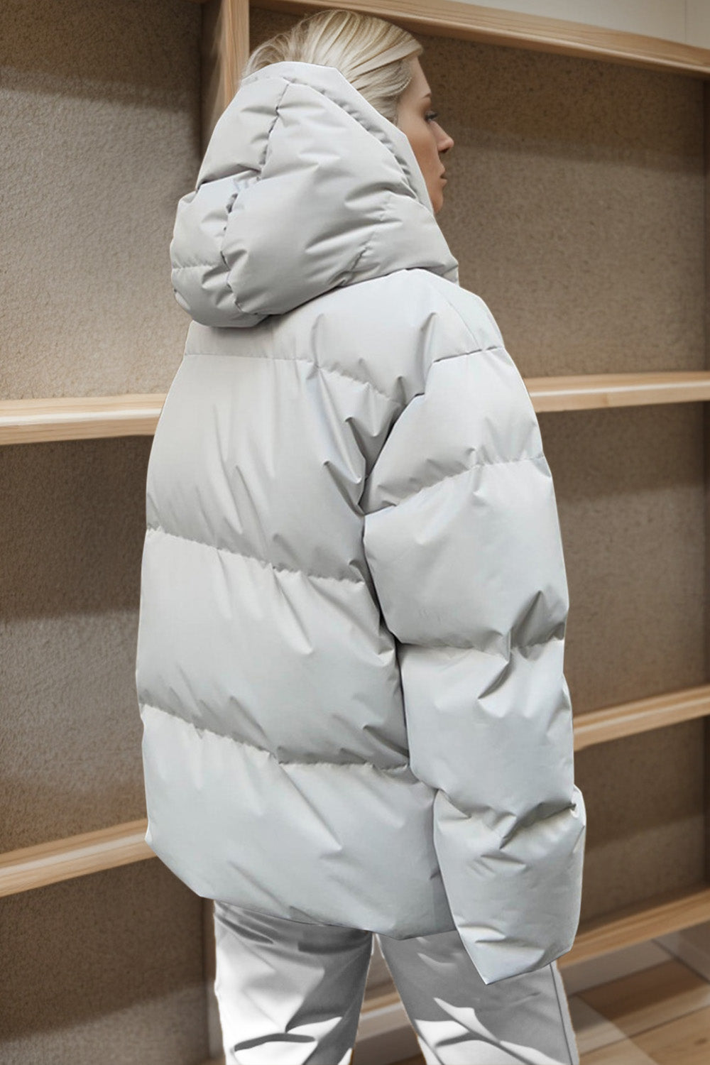 Pocketed Zip Up Hooded Puffer Jacket-Angel Casuals