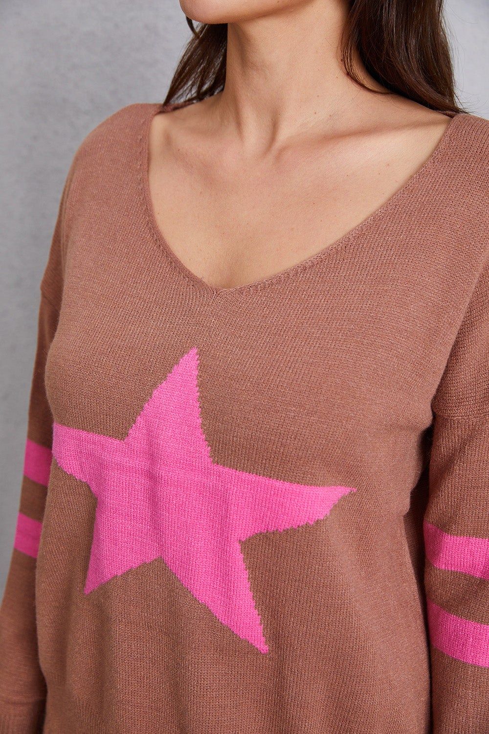 Star Scoop Neck Dropped Shoulder T-Shirt-Angel Casuals