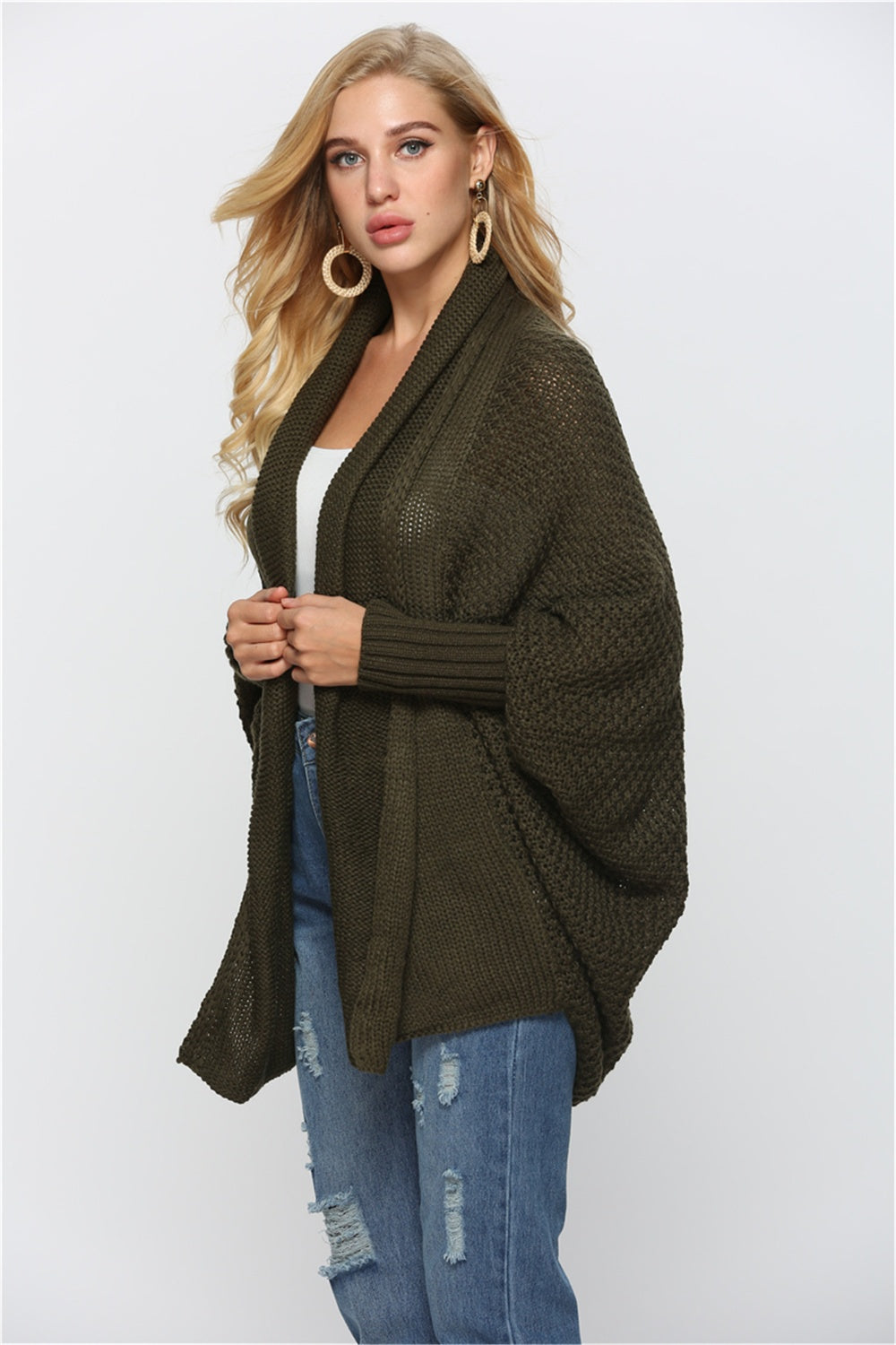 Angel Wings Open Front Batwing Sleeve Cardigan-Angel Casuals