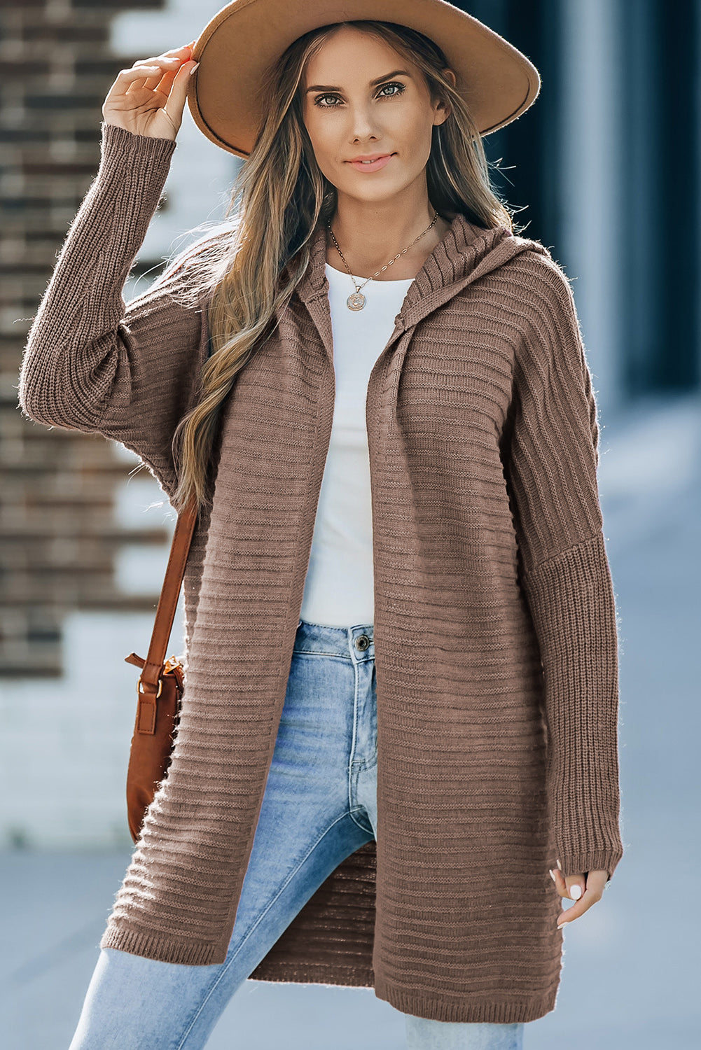 Open Front Longline Hooded Cardigan-Angel Casuals
